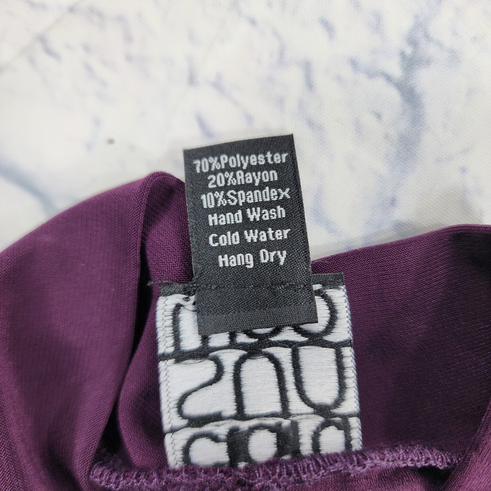 Clara Sun Woo 3/4 Sleeve Shirt WOMENS XL Purple Asymmetric Hem Stretch - Picture 8 of 10
